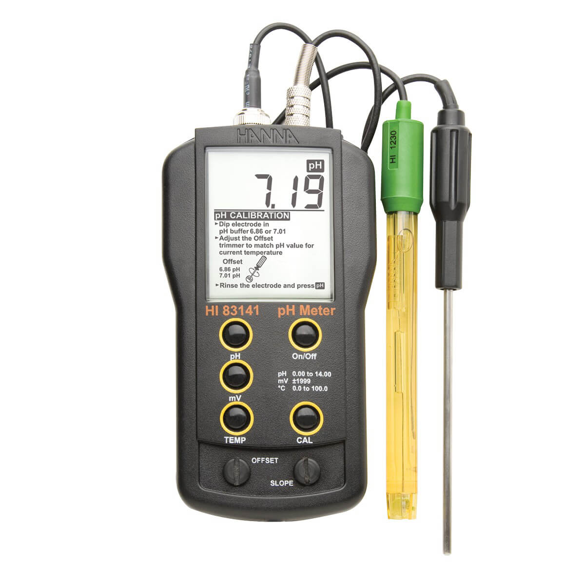 Medidor analógico de pH/mV/°C con electrodo HI1230B » HANNA® instruments  Guatemala